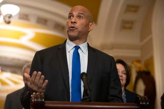Senator Cory Booker at a press conference